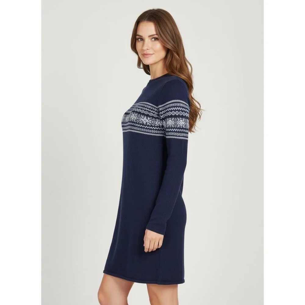 Vtg Y2K Esprit De Corp Fair Isle Sweater Dress | 90s Old Money Dark Academia Lg - Picture 3 of 8